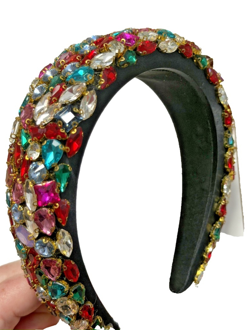 NEW! Anthropologie Jeweled Wide Headband Rhinestones Colorful Black Designer